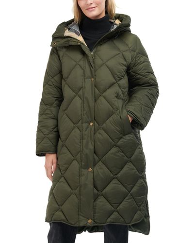 Barbour Sandyford Quilted Hooded Puffer Coat - Green