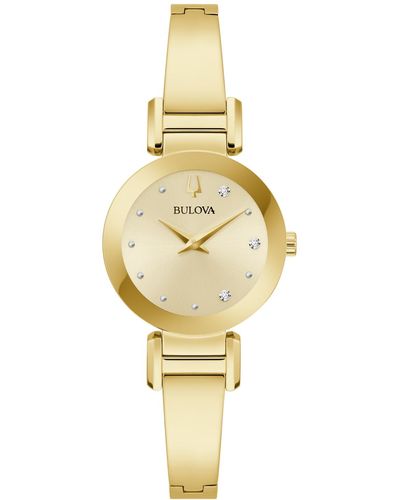 Bulova X Marc Anthony Modern Diamond Accent Gold Stainless Steel Bangle Bracelet Watch 26mm - Metallic