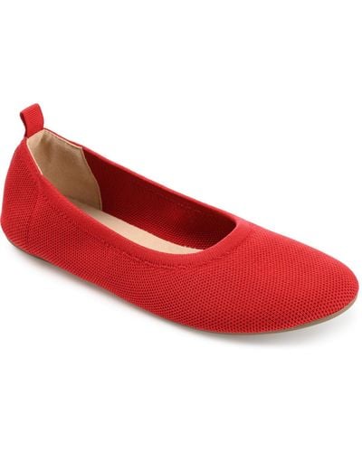 Journee Collection Jersie Knit Flats - Red