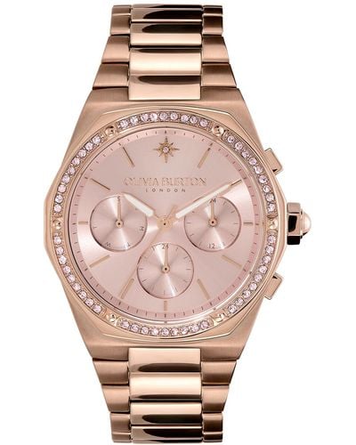 Olivia Burton Hexa Multifunction -tone Stainless Steel Bracelet Watch 38mm - Pink