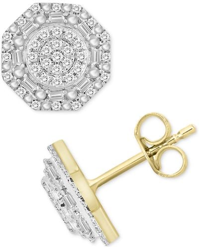 Macy's Diamond Octagon Cluster Stud Earrings (1/4 Ct. T.w. - Metallic