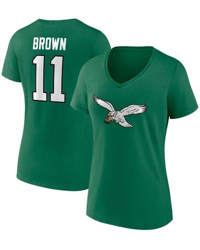 Fanatics A.j. Brown Philadelphia Eagles Player Icon Name And Number V-neck T-shirt - Green