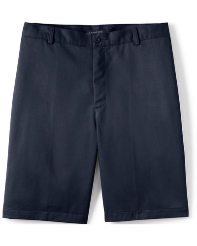 Lands' End School Uniform 11" Plain Front Wrinkle Resistant Chino Shorts - Blue