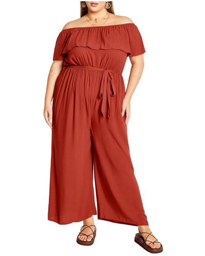 City Chic Plus Size Sienna Jumpsuit - Red