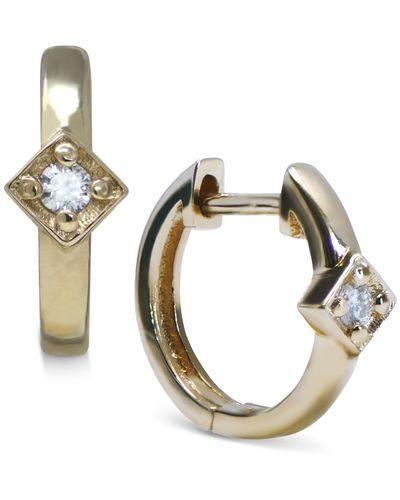 Anzie Diamond Accent Square huggie Hoop Earrings - Metallic