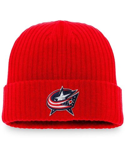 Fanatics Columbus Blue Jackets Core Primary Logo Cuffed Knit Hat - Red