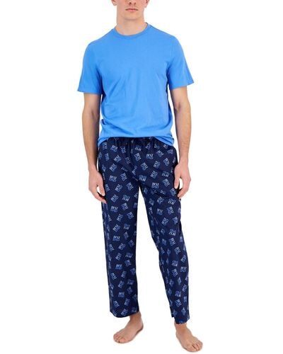 Club Room 2-pc. Solid T-shirt & Best Dad Printed Pajama Pants Set - Blue