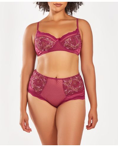 iCollection Plus Size 2 Piece Bralette And Panty Lingerie Set - Red