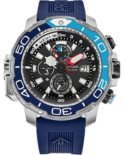 Citizen Eco-drive Chronograph Promaster Aqualand Polyurethane Strap Watch 46mm - Blue