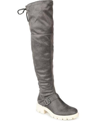 Journee Collection Salisa Wide Calf Lug Sole Boots - Gray
