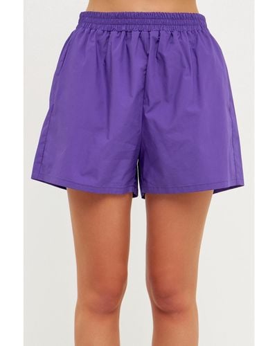 Grey Lab Boyfriend Shorts - Purple
