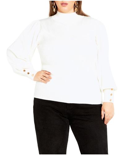 City Chic Plus Size Sofia Sweater - White