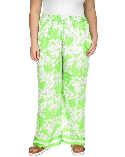 Michael Kors Michael Plus Size Lush Palm Pull-on Pants - Green