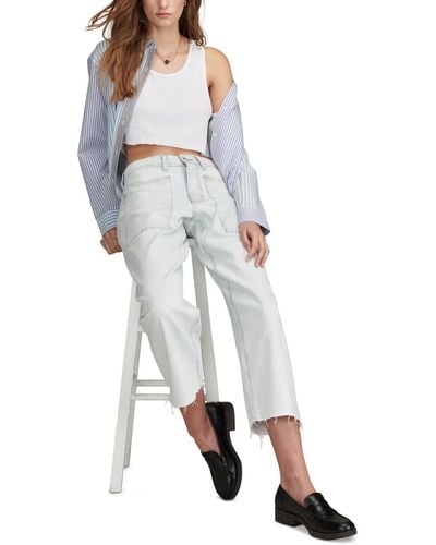 Lucky Brand Striped Patch-pocket Wide-leg Jeans - White