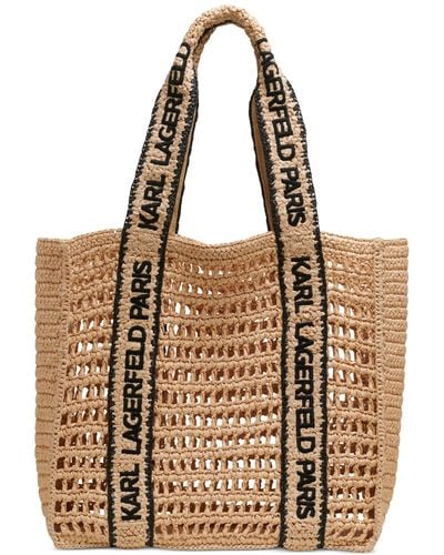 Karl Lagerfeld Antibes Woven Straw Large Tote - Brown