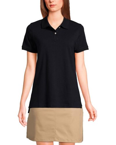 Lands' End School Uniform Short Sleeve Mesh Polo Shirt - Black