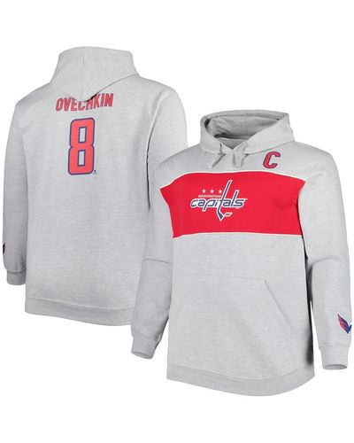 Profile Alexander Ovechkin Washington Capitals Big And Tall Player Lace-up Pullover Hoodie - Gray