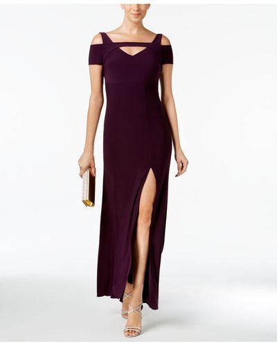 Nightway Cold-shoulder Keyhole Gown - Purple