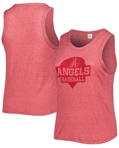 Soft As A Grape Los Angeles Angels Plus Size High Neck Tri-blend Tank Top - Pink