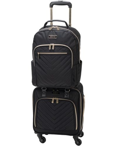 Kenneth Cole Chelsea Softside Chevron 2pc Carry-on Underseater luggage + Matching 15" Laptop Backpack Set - Blue