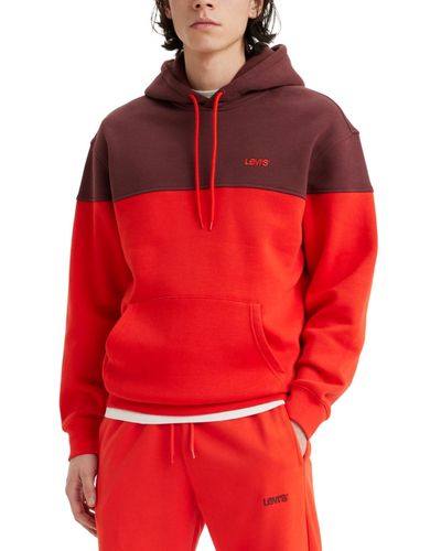 Levi's Relaxed-fit Colorblocked Long Sleeve Hoodie - Red