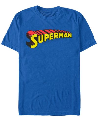 Fifth Sun Dc Superman Text Logo Short Sleeve T-shirt - Blue