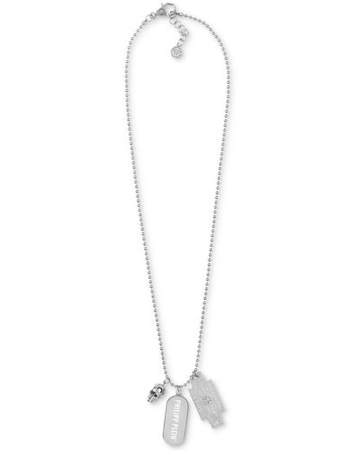 Philipp Plein Logo Tag Multi-charm Pendant Necklace - White