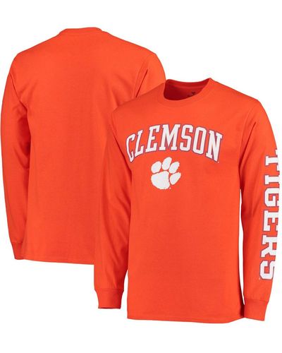 Fanatics Clemson Tigers Distressed Arch Over Logo Long Sleeve Hit T-shirt - Orange