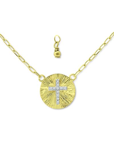 Giani Bernini Cubic Zirconia Cross Disc Pendant Necklace - Metallic