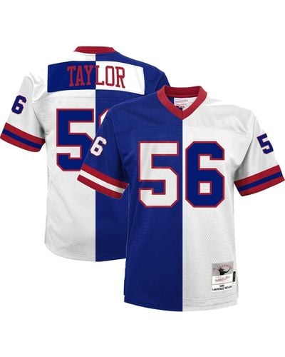 Mitchell & Ness Lawrence Taylor Royal And White New York Giants Big And Tall Split Legacy Retired Player Replica Jersey - Blue