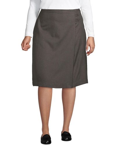 Lands' End Plus Size School Uniform Solid A-line Skirt Below The Knee - Gray