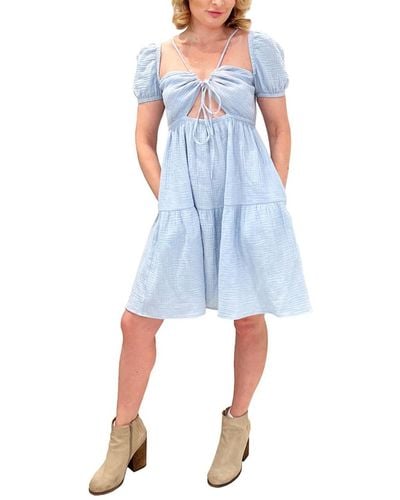 EMILIA GEORGE Maternity Capped Sleeve Cotton Amelia Dress - Blue