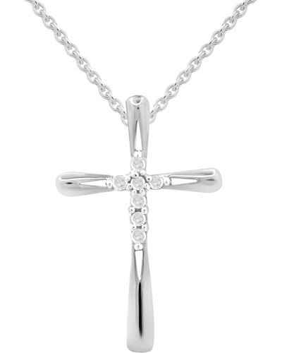 Macy's Diamond Cross 18" Cross Pendant Necklace (1/10 Ct. T.w. - White