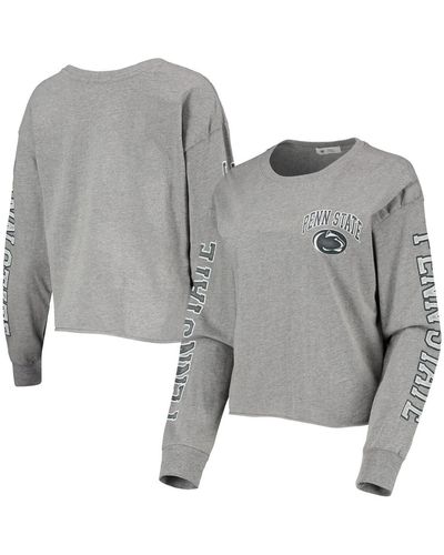 '47 '47 Penn State Nittany Lions Ultra Max Parkway Long Sleeve Cropped T-shirt - Gray