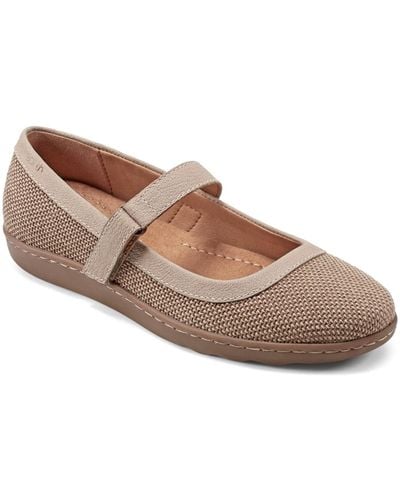 Earth Lorali Round Toe Adjustable Strap Casual Flats - Brown