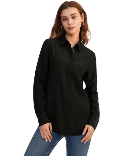 LILYSILK Wrinkle Free Basic Silk Shirt - Black