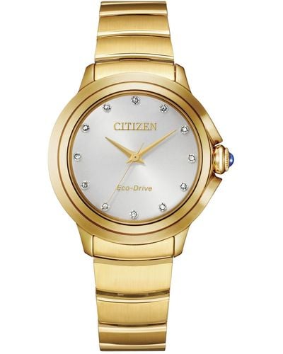 Citizen Eco-drive Ceci Diamond Accent Stainless Steel Bracelet Watch 32mm - Metallic