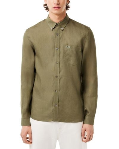 Lacoste Regular-fit Linen Shirt - Green