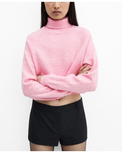 Mango Turtleneck Knitted Sweater - Pink