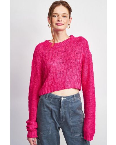 emory park Kate Cropped Sweater - Pink