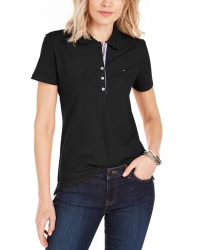 Tommy Hilfiger Solid Short-sleeve Polo Top - Black