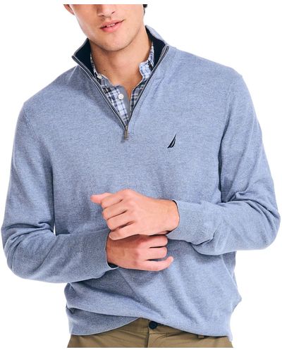 Nautica Navtech Classic-fit Solid Quarter Zip Sweater - Blue