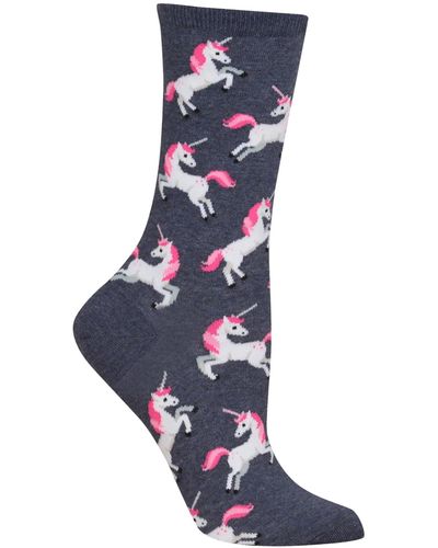 Hot Sox Unicorn Fashion Crew Socks - Blue