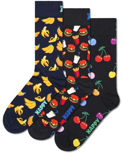Happy Socks 3-pack Classic Banana Socks - Blue