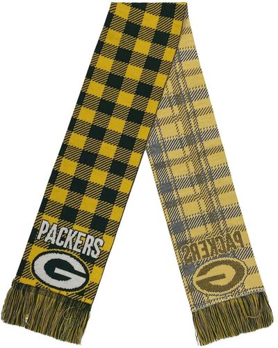 FOCO Bay Packers Plaid Color Block Scarf - Green