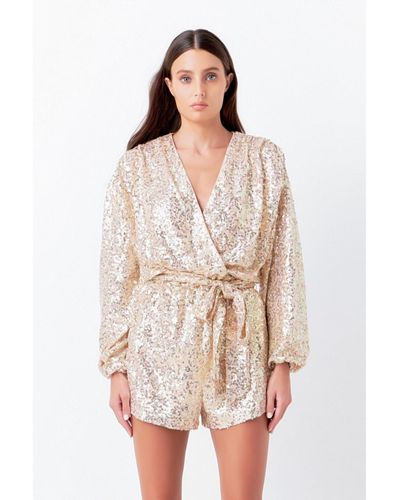 Endless Rose Sequins Wrapped Romper - White