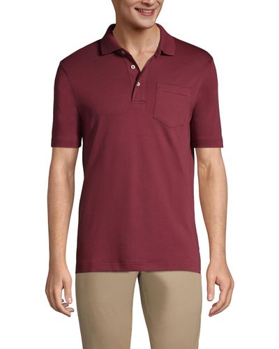 Lands' End Tall Short Sleeve Super Soft Supima Polo Shirt - Red
