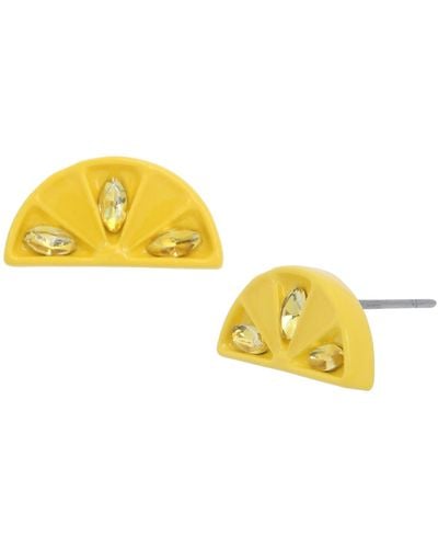 Betsey Johnson Faux Stone Lemon Stud Earrings - Yellow