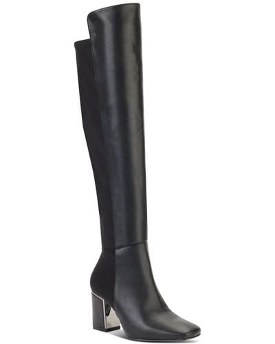 DKNY Cilli Square-toe Knee-high Dress Boots - Black