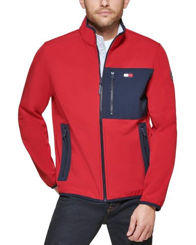 Tommy Hilfiger Regular-fit Colorblocked Soft Shell Jacket - Red